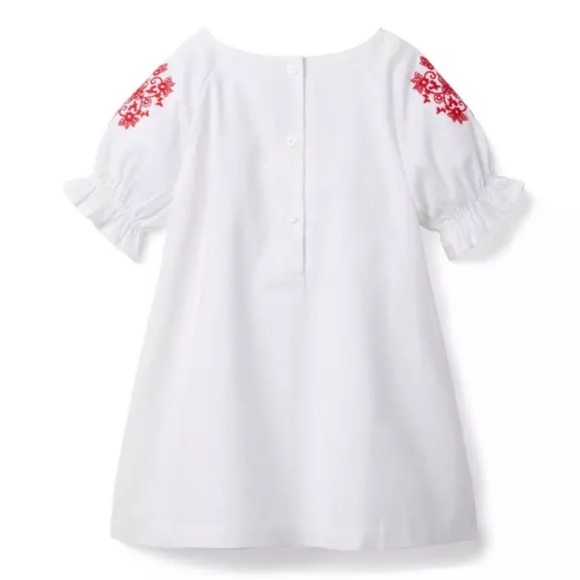 Janie and Jack White Dress with Red Embroidery Tunic Girl's Dress Size 7 - Picture 2 of 10